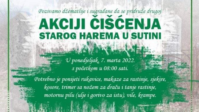 MIZ Mostar: Nastavak akcije čišćenja starog harema u Sutini 7. marta