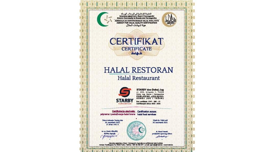 Halal certificirani restorani Starby