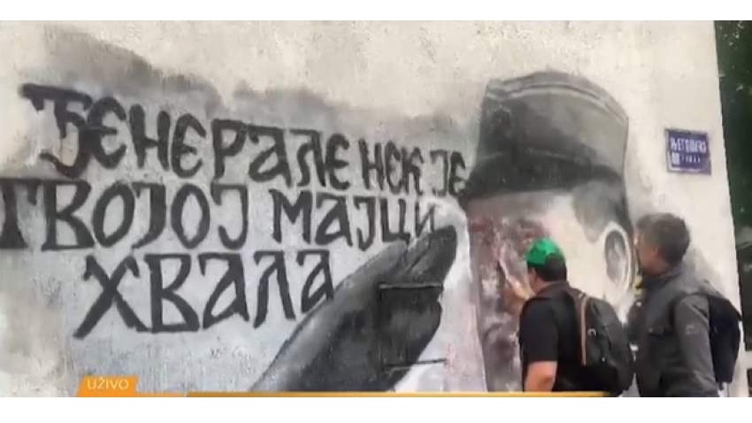 Nakon masovnih pucnjava: Ponovo u Beogradu krenulo brisanje murala ratnog zločinca Ratka Mladića
