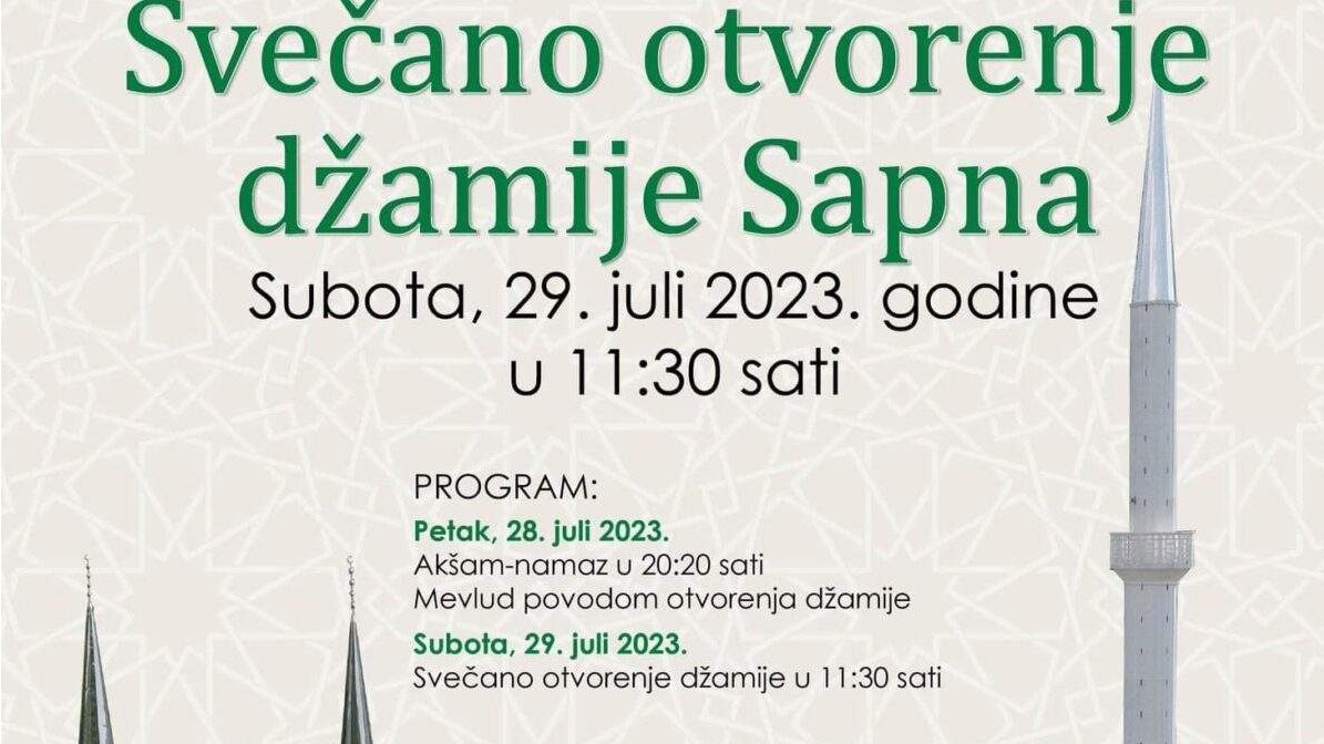 Sutra svečano otvorenje džamije u Sapni