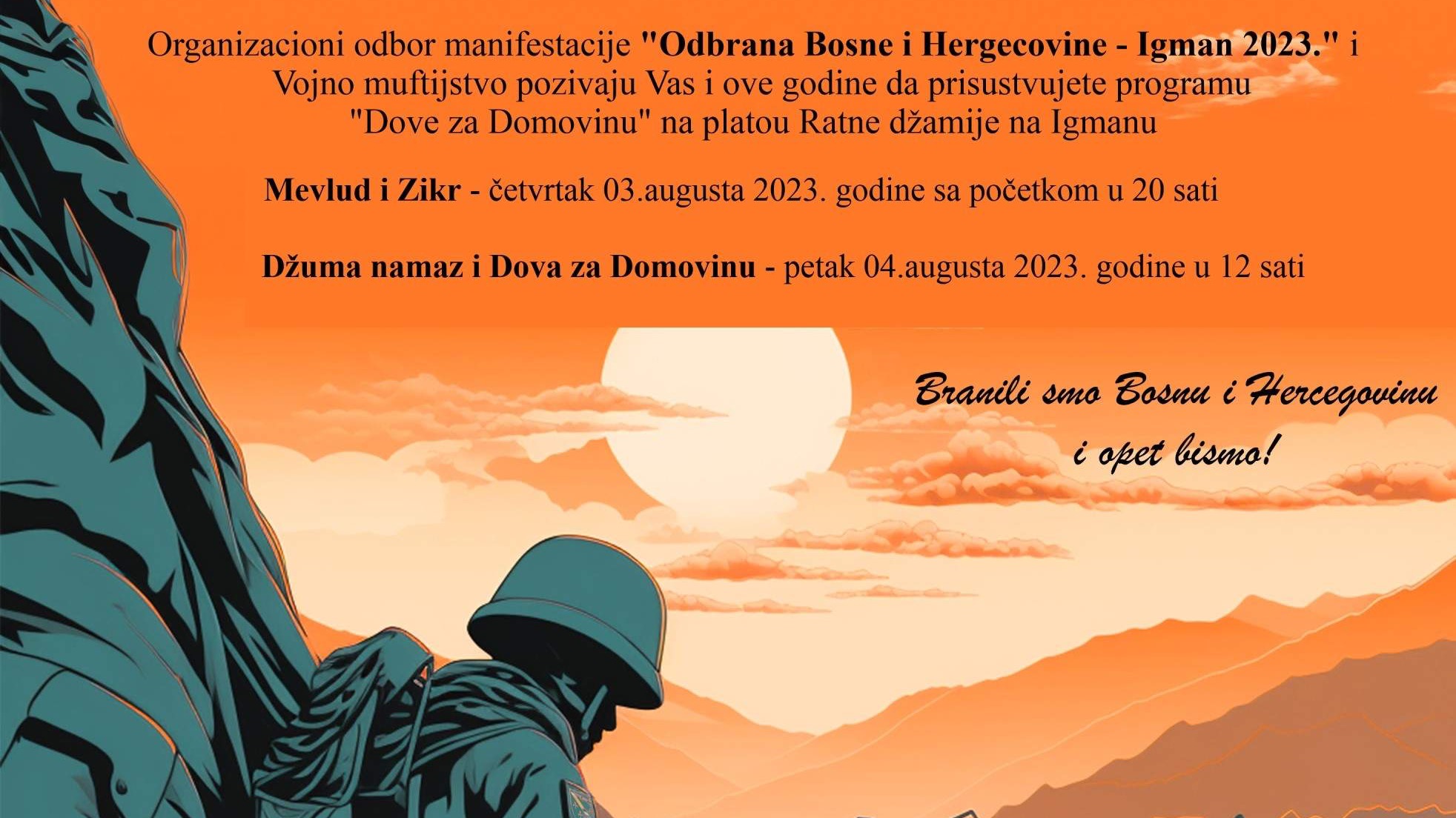 "Odbrana BiH - Igman 2023": Sutra tradicionalni mevlud i zikr