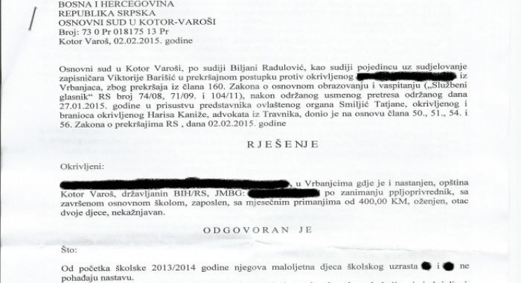 Novi udar na roditelje bošnjačke djece iz Vrbanjaca: Aferim ti sude!