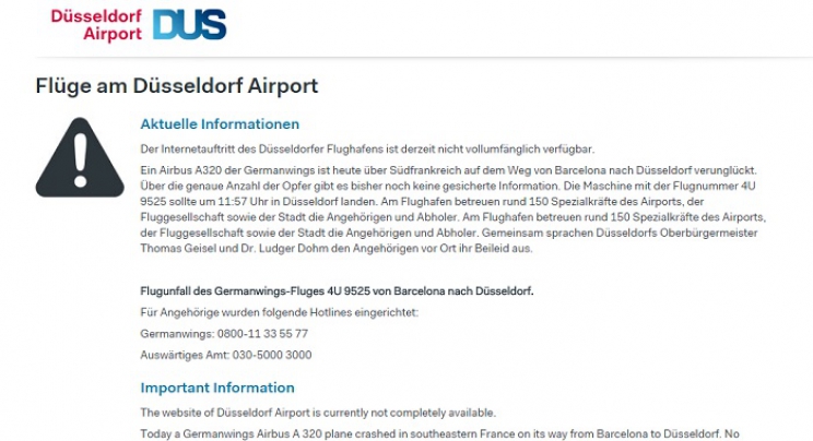 Nakon pada aviona otkazani brojni letovi Germanwingsa
