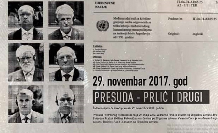 Danas izricanje prvostepene presude u predmetu 'Prlić i drugi'