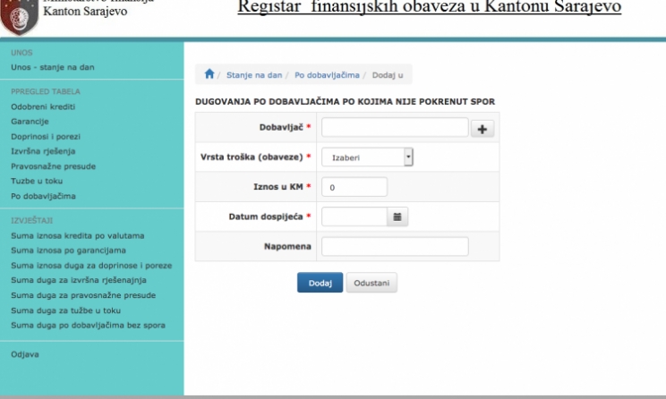 Ministarstvo finansija KS uspostavlja Registar finansijskih obaveza u Kantonu