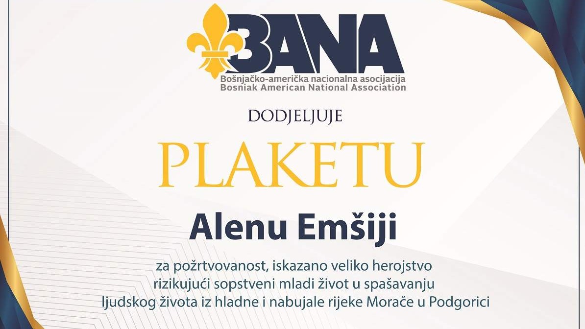 Bošnjačko-američka nacionalna asocijacija: Dodjela Plakete za hrabrost Alenu Emšiji