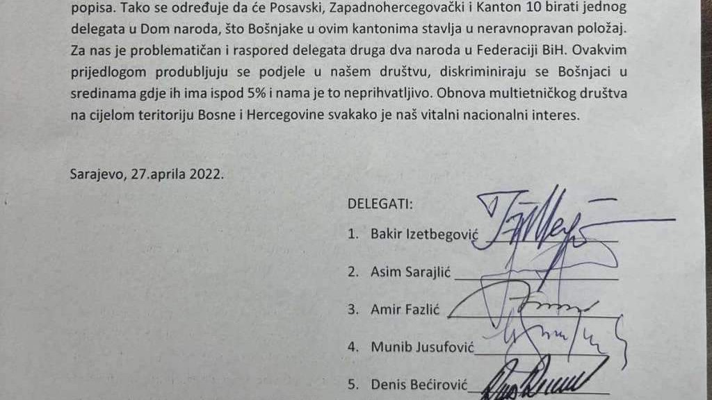 Klub Bošnjaka proglasio predložene izmjene Izbornog zakona štetnim po vitalni nacionalni interes