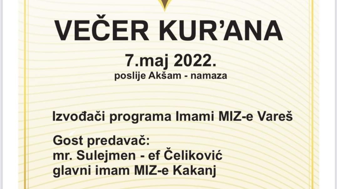 MIZ Vareš: Večer Kur'ana u džematu Striježevo kao znak zahvalnosti vakifima 