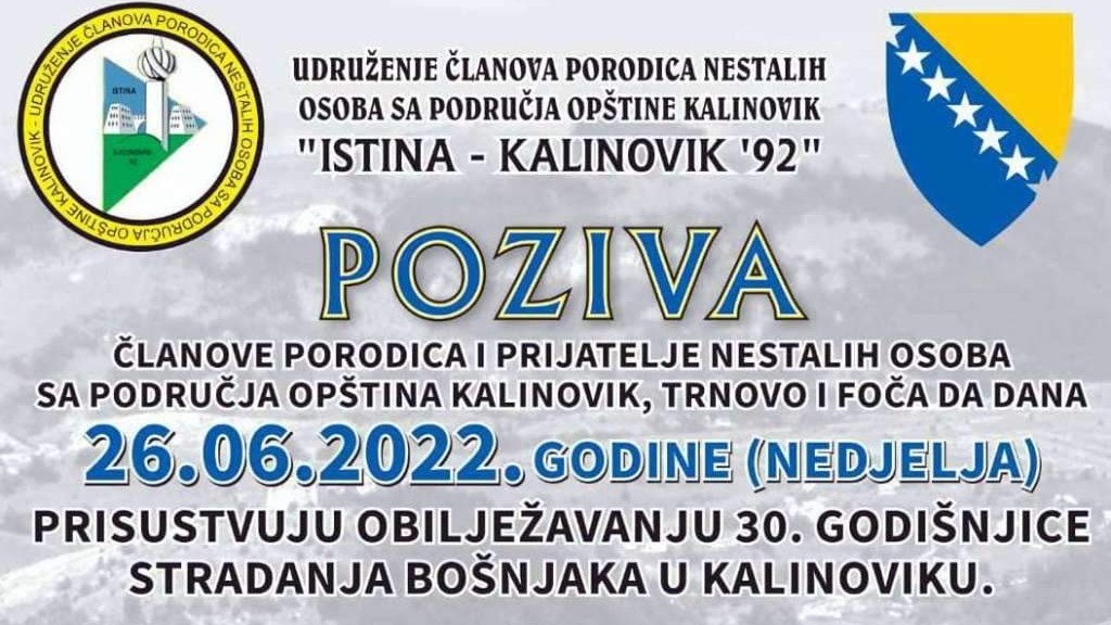 Obilježavanje godišnjice zločina u Kalinoviku 26. juna: Porodice mole da se otkriju lokacije grobnica