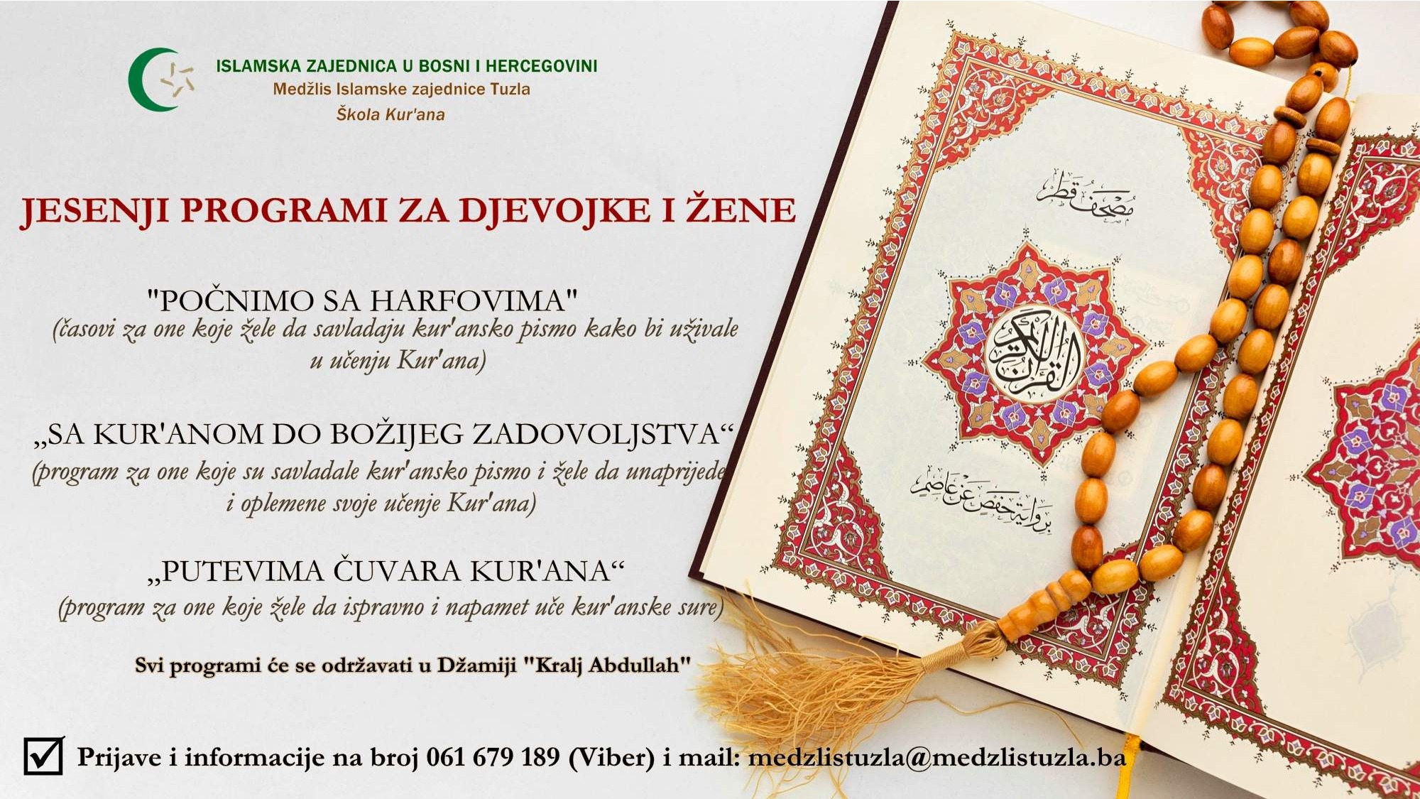 Škola Kur'ana MIZ Tuzla: Upis na programe za djevojke i žene