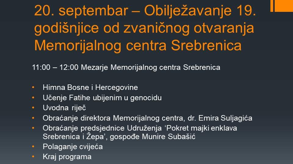 Srebrenica: Danas obilježavanje 19. godišnjice Memorijalnog centra