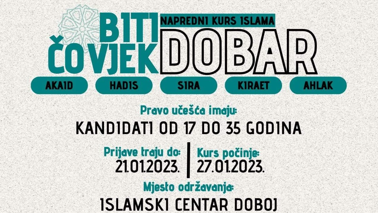 MIZ Doboj: Napredni kurs islama "Biti dobar čovjek"