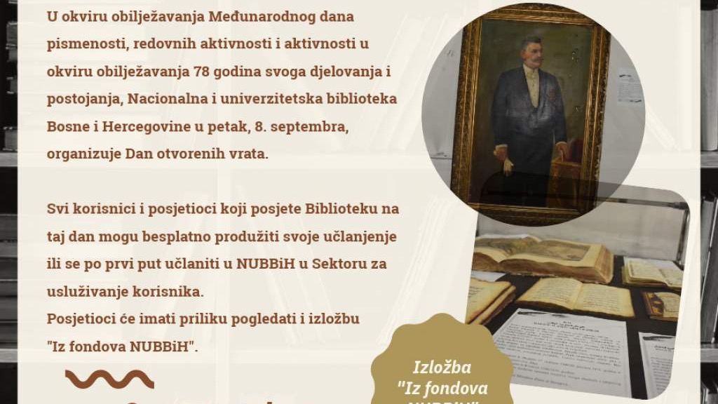 NUBBiH: Sutra besplatan upis članova povodom Međunarodnog dana pismenosti