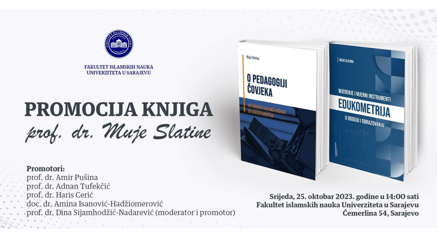 FIN: U srijedu promocija knjiga prof. dr. Muje Slatine