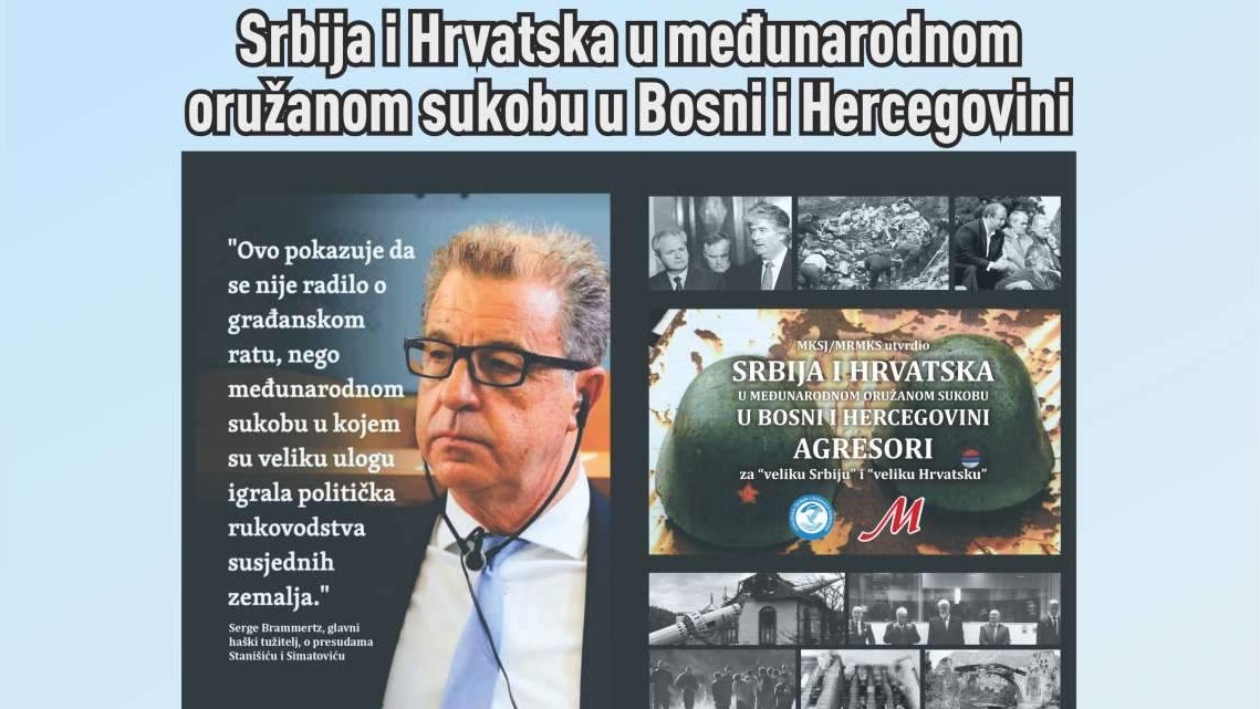 Danas promocija knjige "Srbija i Hrvatska u međunarodnom oružanom sukobu u Bosni i Hercegovini"