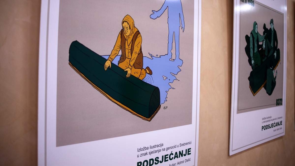 Ilustracije kao podsjetnik na genocid: Izložba "Podsjećanje" u Memorijalnom centru u Srebrenici