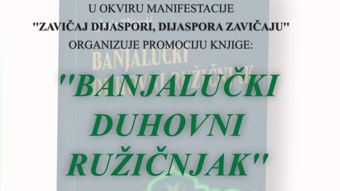 Banja Luka: Sutra promocija knjige "Banjalučki duhovni ružičnjak"