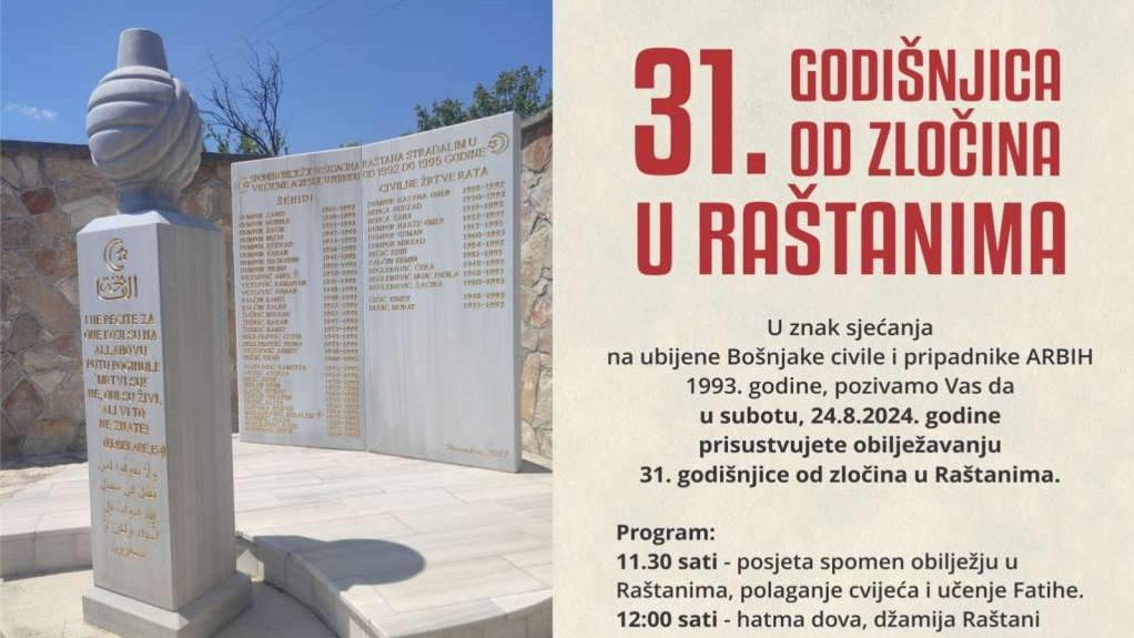 U subotu obilježavanje 31. godišnjice od zločina u Raštanima