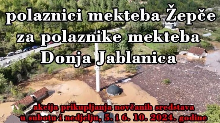 Hitna akcija: "Polaznici mekteba Žepče za polaznike mekteba Donja Jablanica"