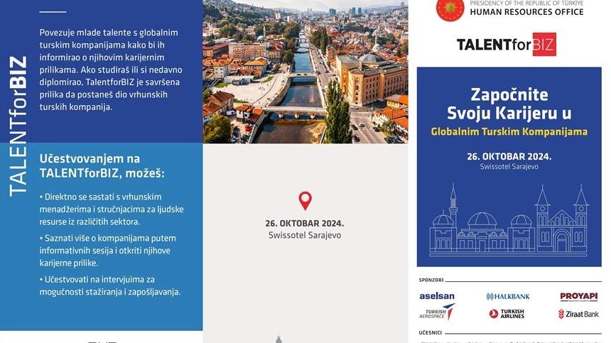 Sajam karijera “TALENTforBIZ” 26. oktobra u Sarajevu: Velike turske firme traže talente u BiH