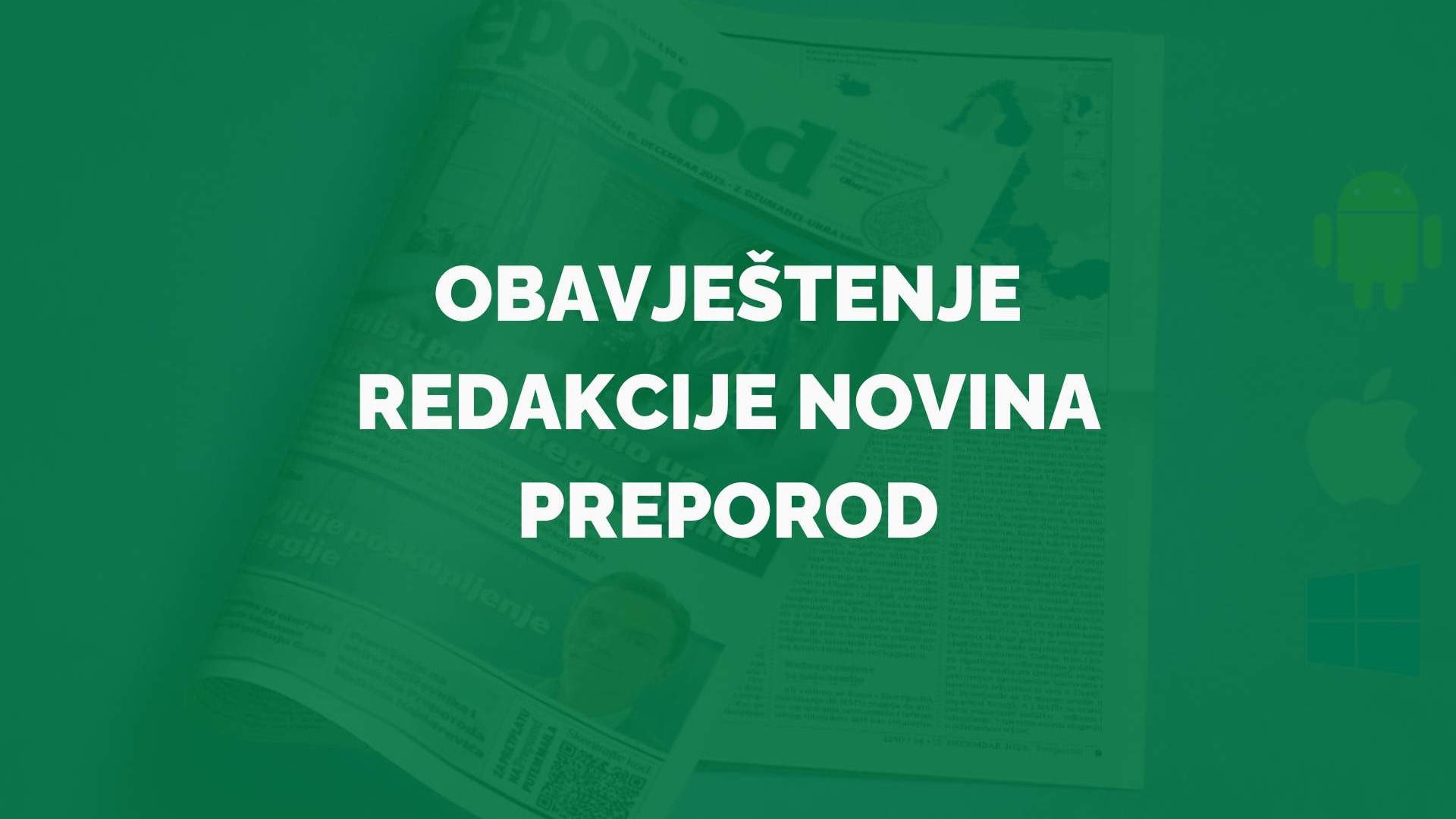 Upozorenje na lažno predstavljanje u ime novina Preporod