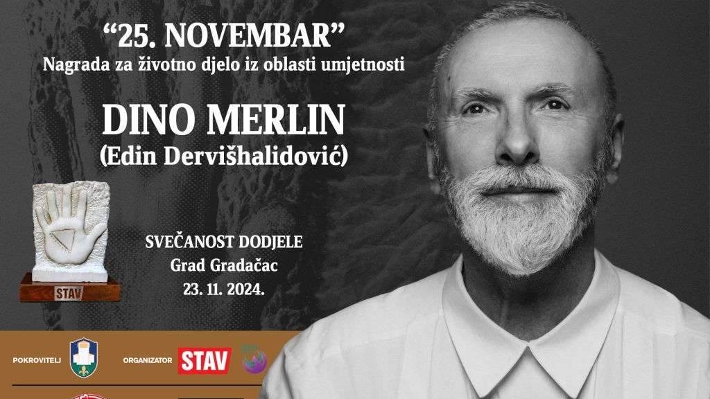 Dino Merlin ovogodišnji dobitnik Nagrade '25. novembar' za životno djelo