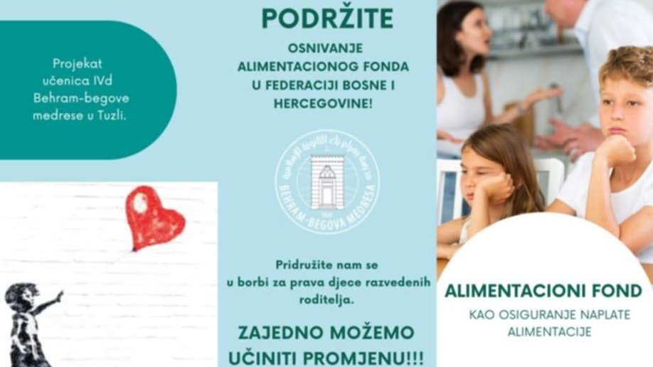 Učenice Behram-begove medrese u Tuzli pokrenule inicijativu za rješavanje problema neplaćanja alimentacije