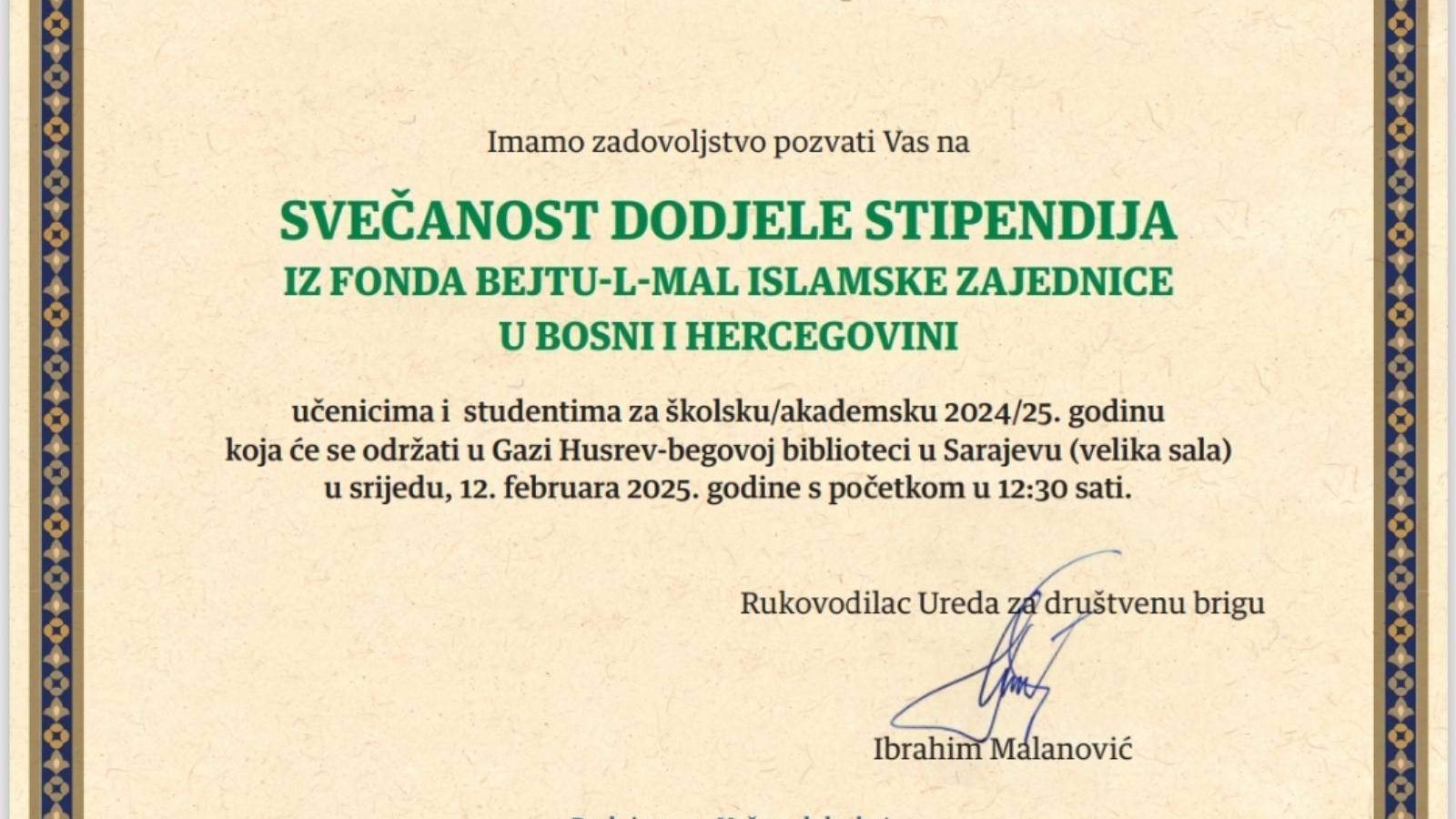 Islamska zajednica iz Fonda Bejtul-mal dodjeljuje stipendije učenicima i studentima