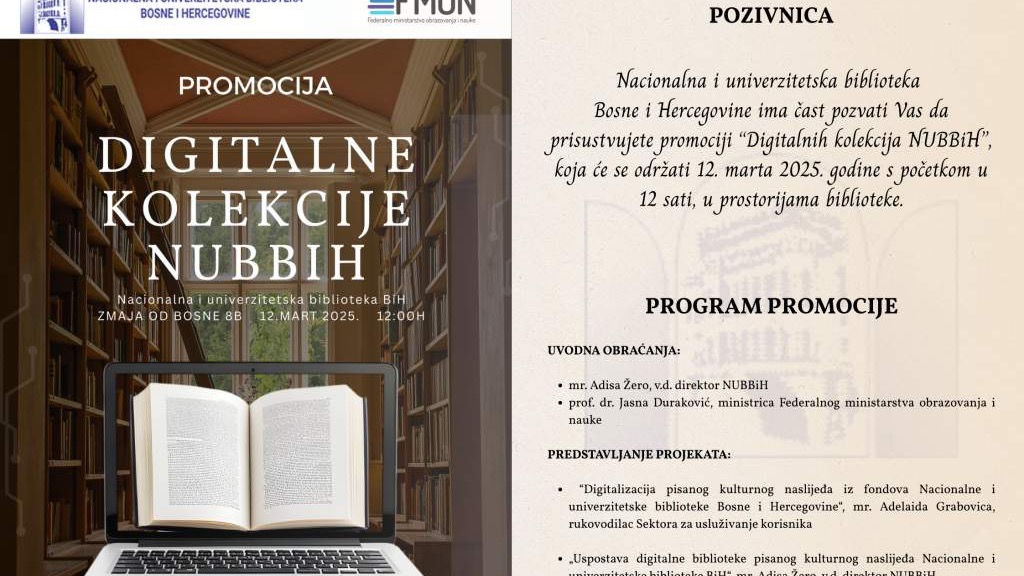 Nacionalna i univerzitetska biblioteka BiH predstavlja projekat digitalne kolekcije kulturnog naslijeđa