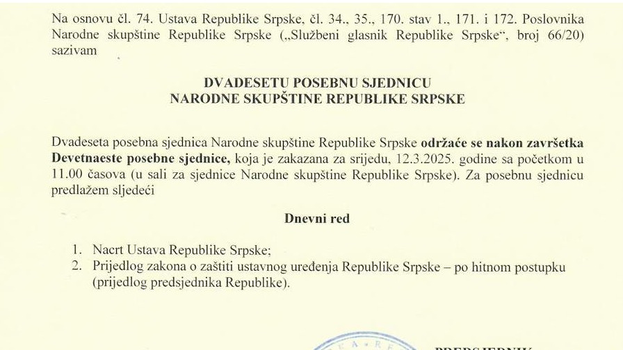 Udar na državu - Nacrt novog ustava RS omogućava sklapanje (kon)federacije sa susjednim zemljama