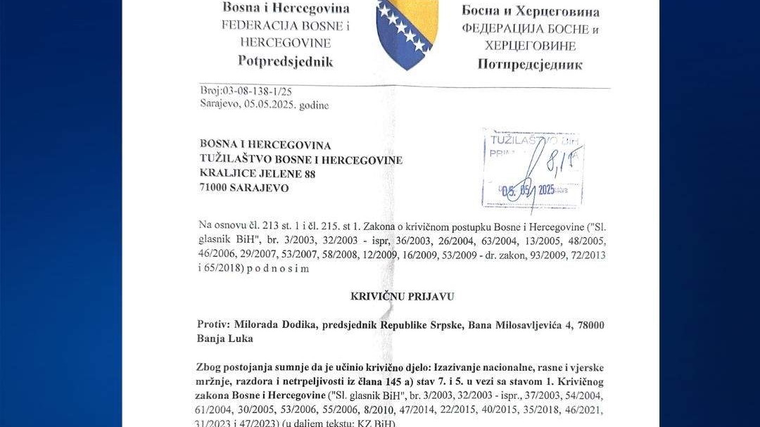 Stojanović podnio krivičnu prijavu protiv Dodika zbog govora mržnje