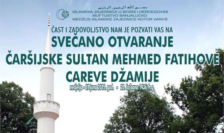 Kotor Varoš: Otvorenje obnovljene Careve džamije 7. juna