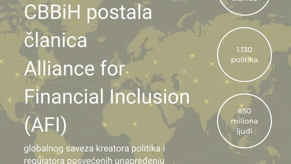 Centralna banka Bosne i Hercegovine postala članica globalnog saveza za finansijsku inkluziju