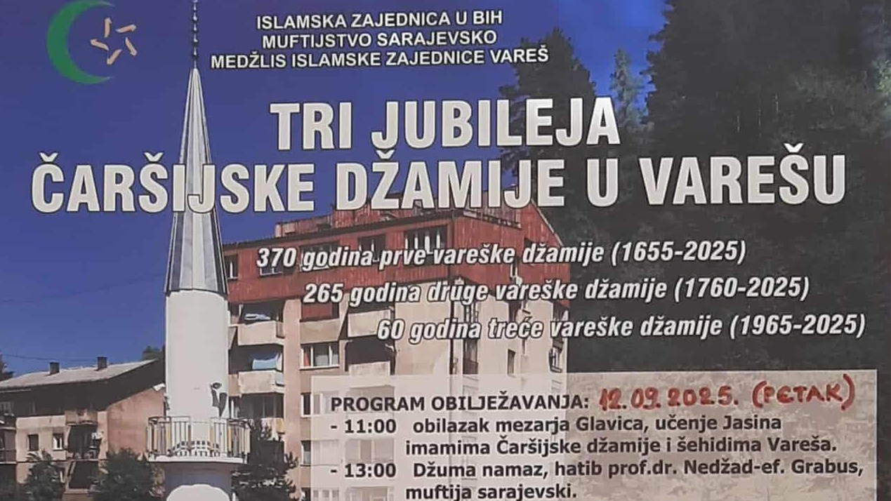 U Varešu će biti obilježena tri jubileja Čaršijske džamije