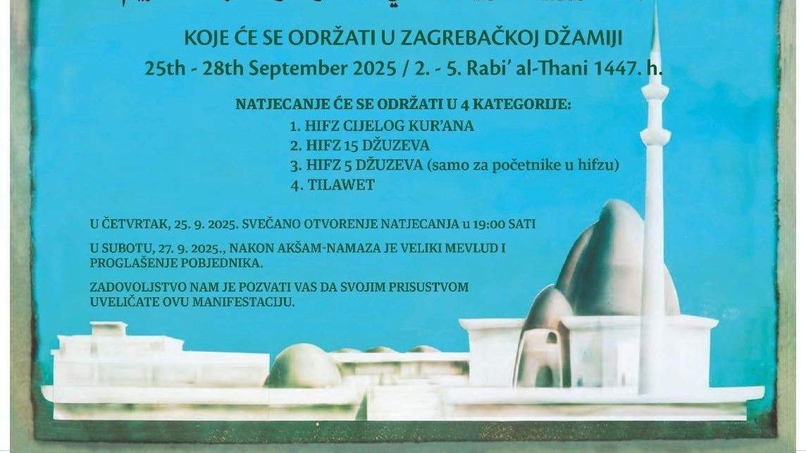 U septembru 31. međunarodno takmičenje učača Kur’ana u Zagrebačkoj džamiji