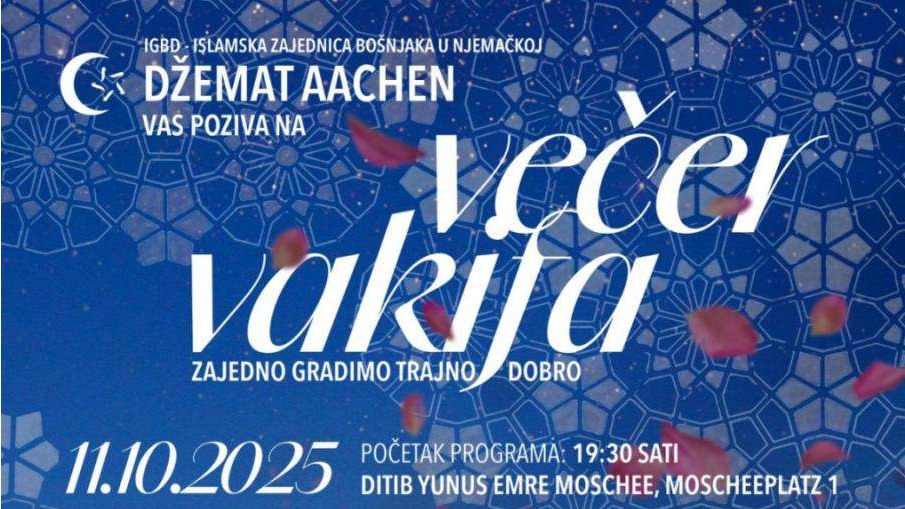 Džemat Aachen organizira Večer vakifa – "Zajedno gradimo trajno dobro"