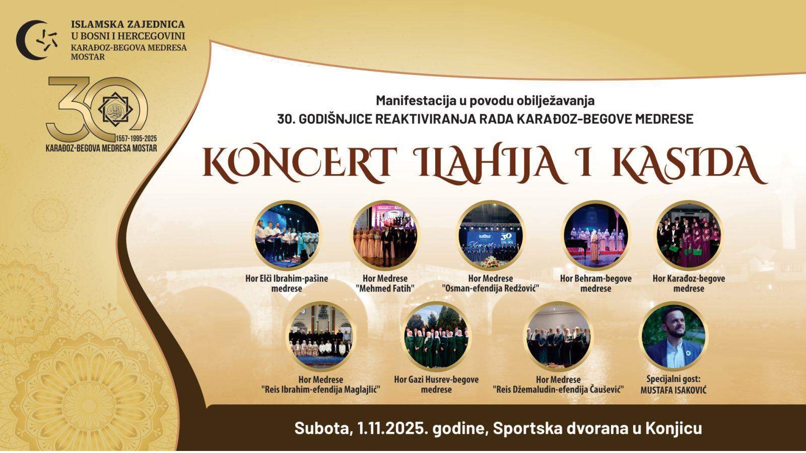 Koncert ilahija i kasida u povodu 30 godina reaktiviranja rada Karađoz-begove medrese