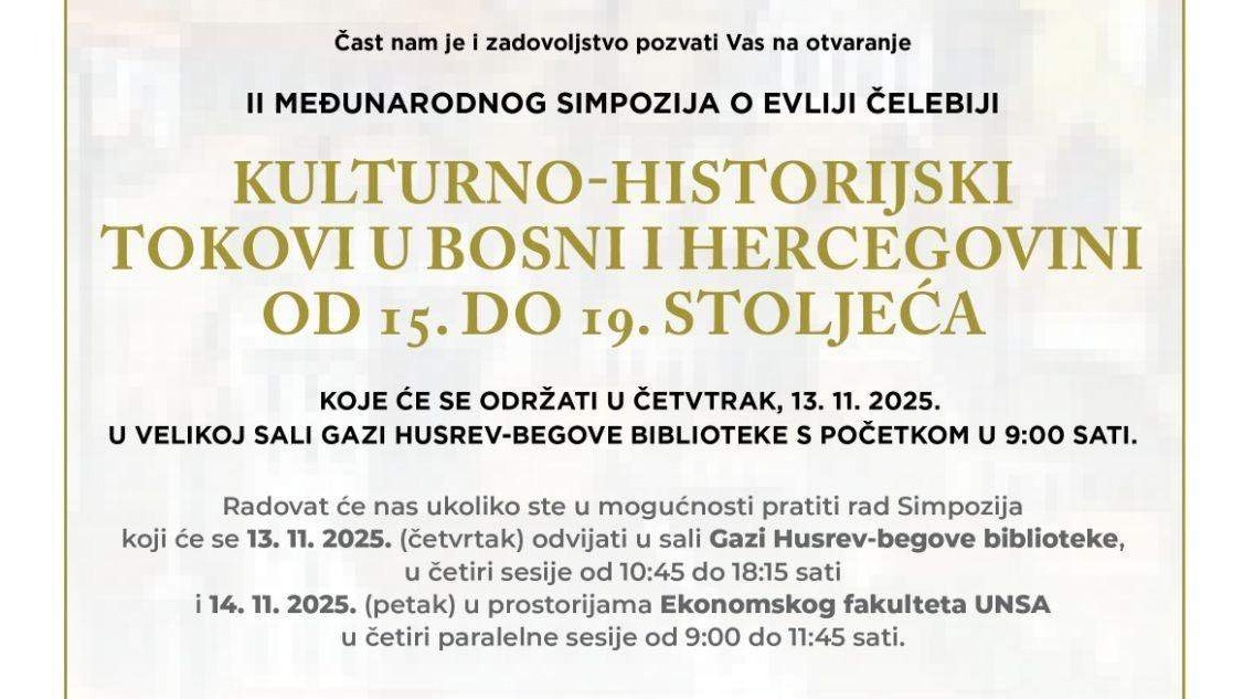Međunarodni simpozij o Evliji Čelebiji 13. i 14. novembra