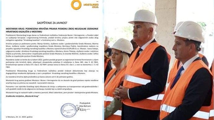 Izgradnja Kazališta: "Mostarski krug" predao POSKOK-u krivičnu prijavu protiv Kordića i još pet osoba