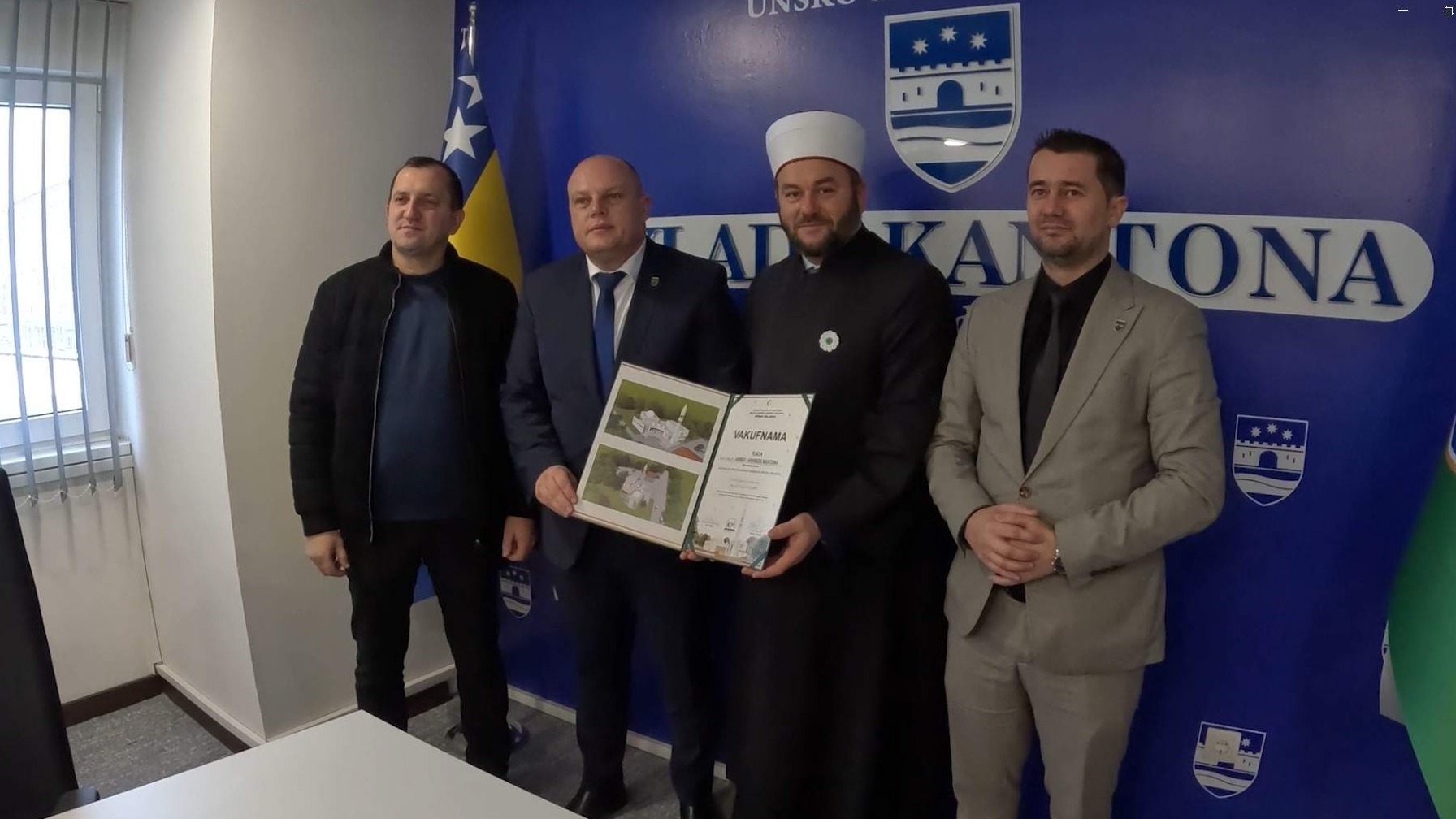 Vlada Unsko-sanskog kantona dobila vakufnamu za podršku izgradnji Islamskog centra u Maljevcu