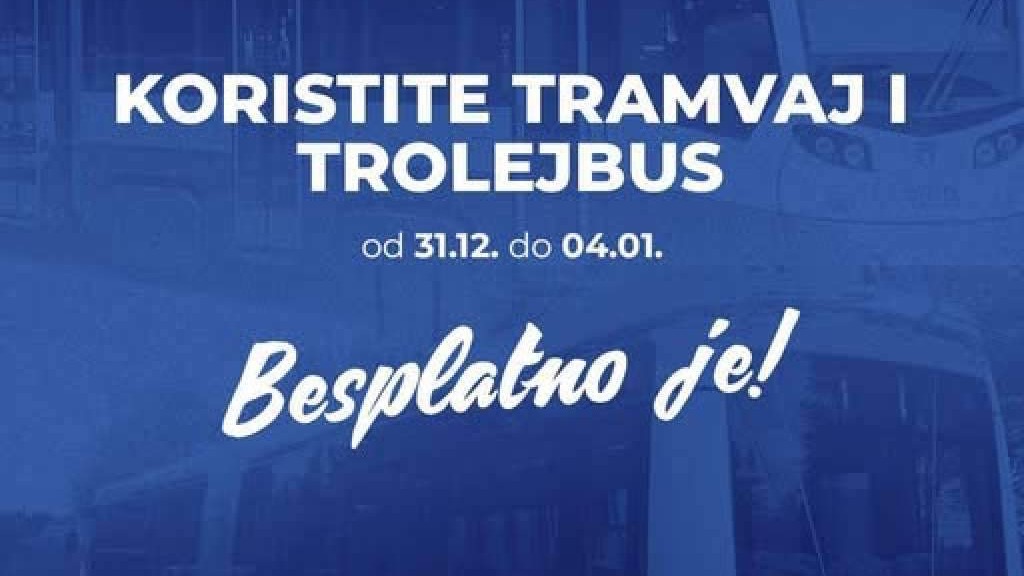 Tramvajski i trolejbuski saobraćaj od danas do 4. januara 2026. godine besplatan