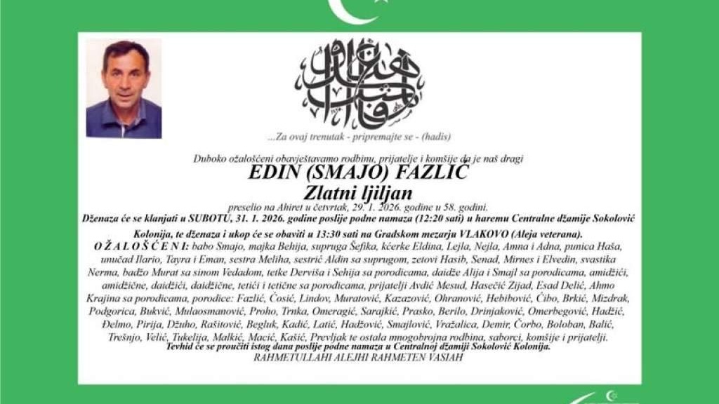 Preminuo Edin Fazlić, nosilac "Zlatnog ljiljana"