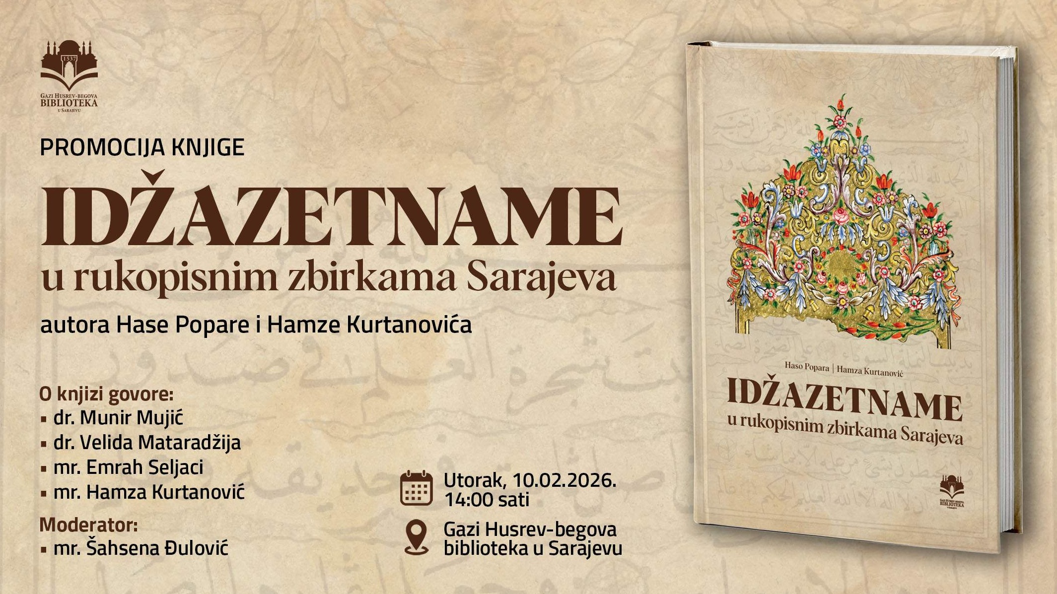 U utorak promocija knjiga "Idžazetname u rukopisnim zbirkama Sarajeva"