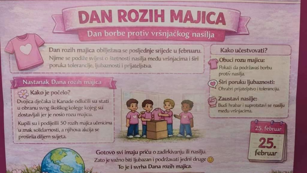 U školama Kantona Sarajevo obilježen Dan ružičastih majica