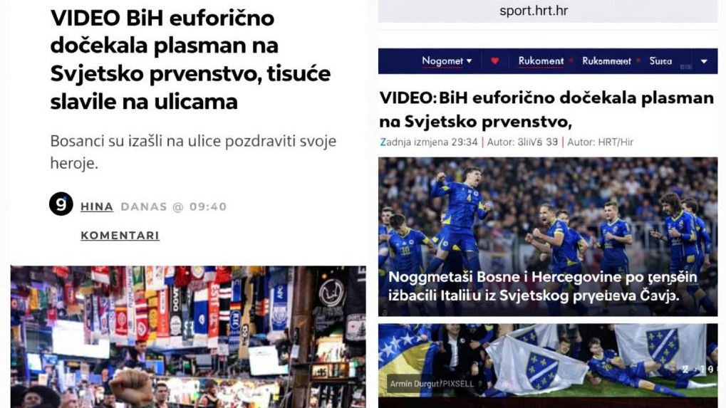 Hrvatski mediji o historijskoj pobjedi 'Zmajeva': Bosna i Hercegovina ponovno dio elite