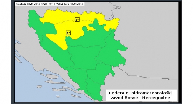 Žuti meteoalarm: Kiša u cijeloj BiH, na planinama snijeg