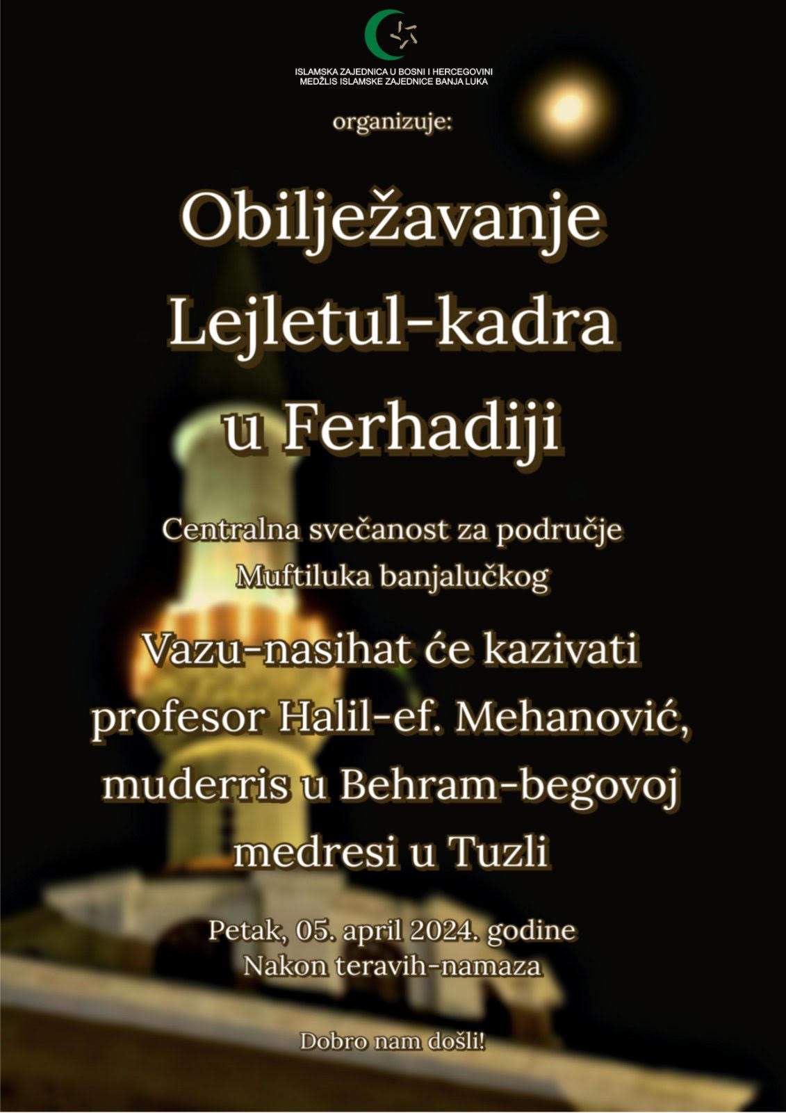 unnamed.jpg - Banja Luka: Centralni program obilježavanja mubarek noći Lejletul-kadr u Ferhadiji