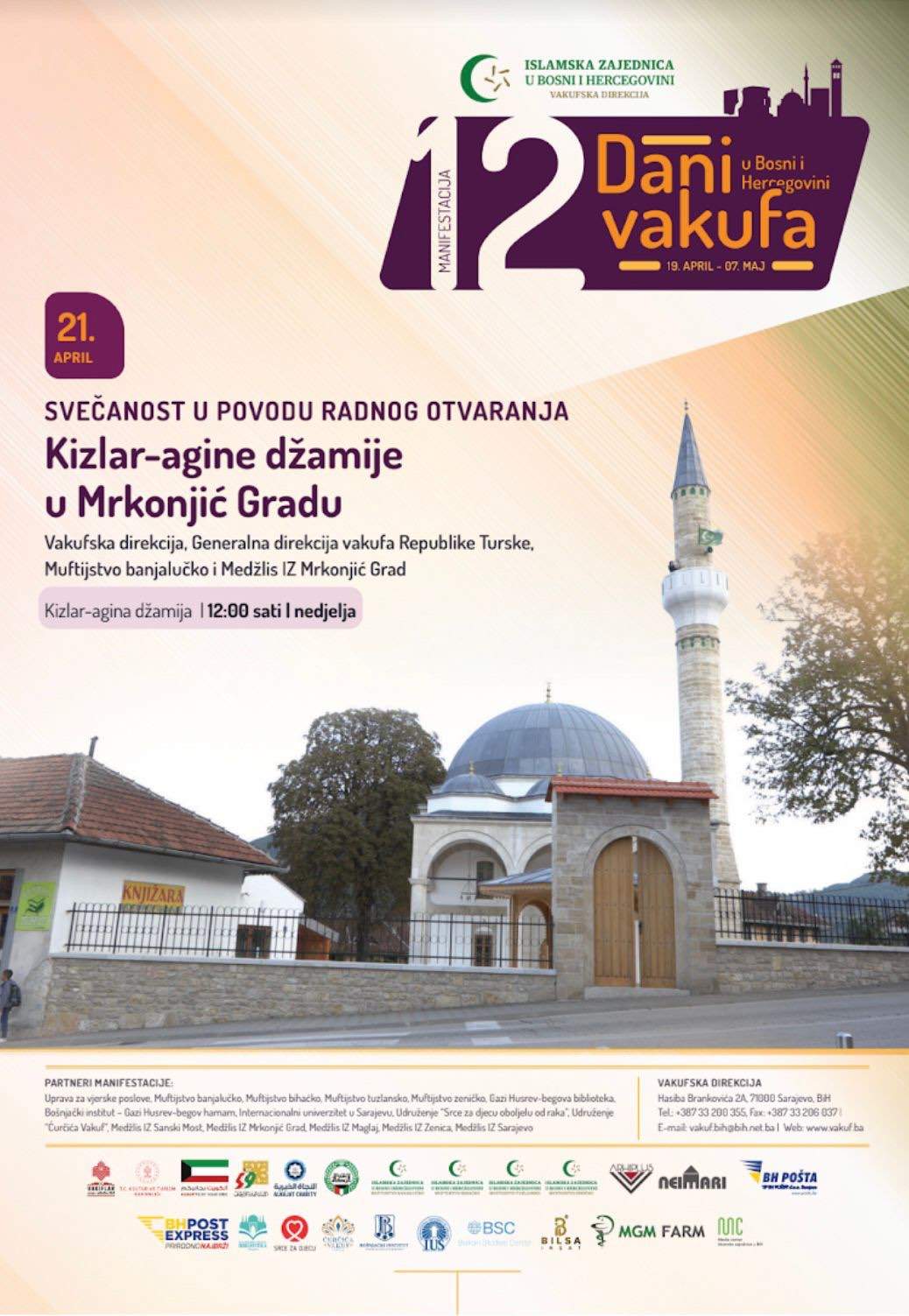 Plakat.jpg - Nakon 31 godinu od paljenja, miniranja i rušenja sutra svečano otvaranje Kizlar-agine džamije u Mrkonjić Gradu