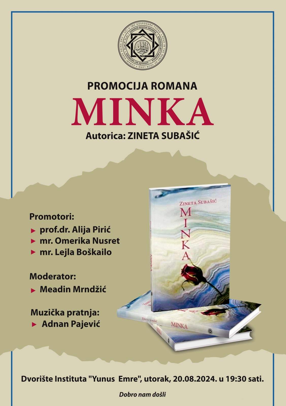 IMG-f3ddc8cb76c55815cf4a659c69819249-V.jpg - Mostar: U utorak promocija romana Minka autorice Zinete Subašić