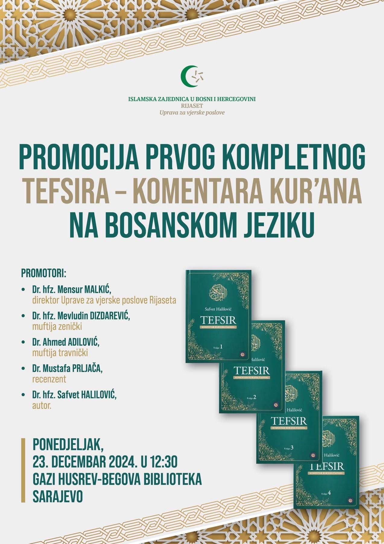 unnamed.jpg - Sarajevo: Promocija prvog kompletnog Tefsira na bosanskom jeziku 23. decembra